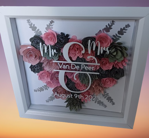 Pink and Silver wedding gift frame