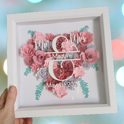 Pink and White wedding gift frame