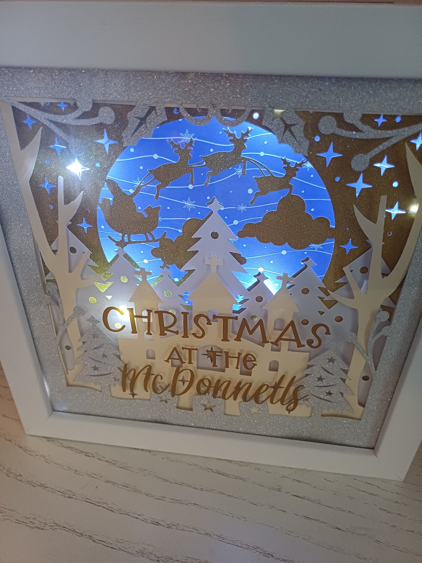 Christmas Shadow Box frame with lights