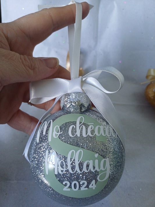 Irish Language Baby's First Christmas Bauble