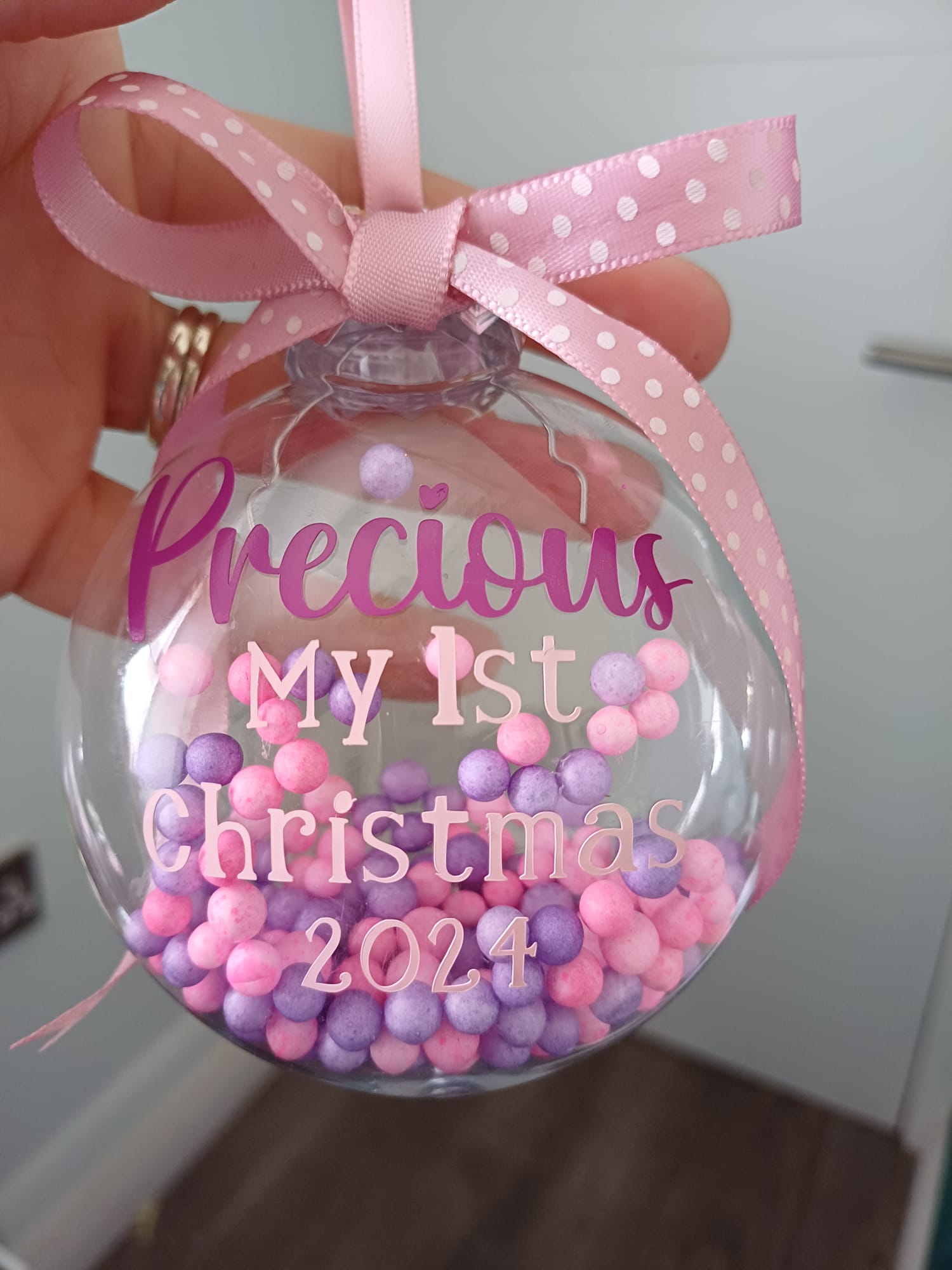 Pink and Purple Christmas Bauble, My 1st Christmas